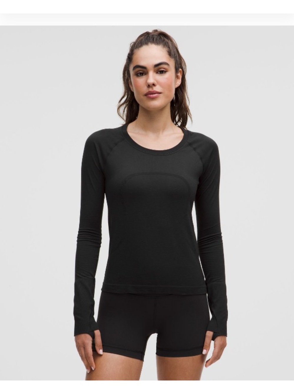 Lululemon Swiftly Tech Long-Sleeve Shirt 2.0 Waist Length Size 8 Black / Black